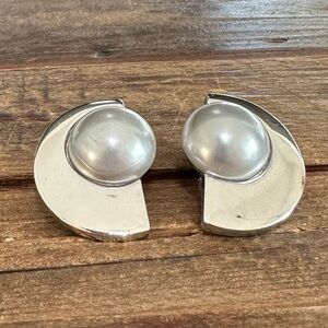 Vintage Silver Clip on Pearl Earrings